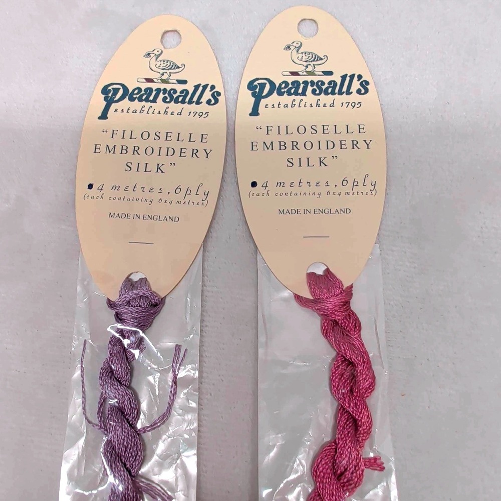 Pearsall's Filoselle Embroidery Silk 6-ply Thread Lilac 243 Wine Magenta 176 NOS
